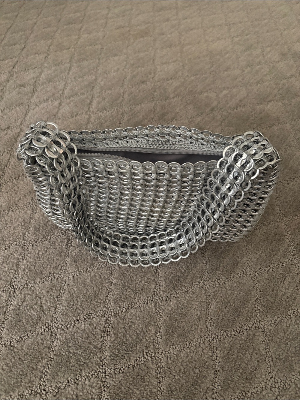 Woven Chain-Link Shoulder Bag in Silver, Escama Brazil - Picture 6 of 6